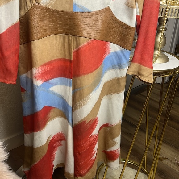 GIANNI VERSACE VINTAGE!! GORGEOUS SILK & LEATHER DRESS - Picture 3 of 14